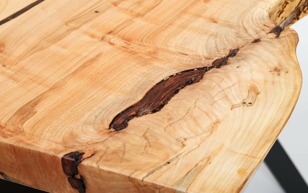 Morris Hill Metal Craft Quarryville, PA A close up of a live edge wooden table