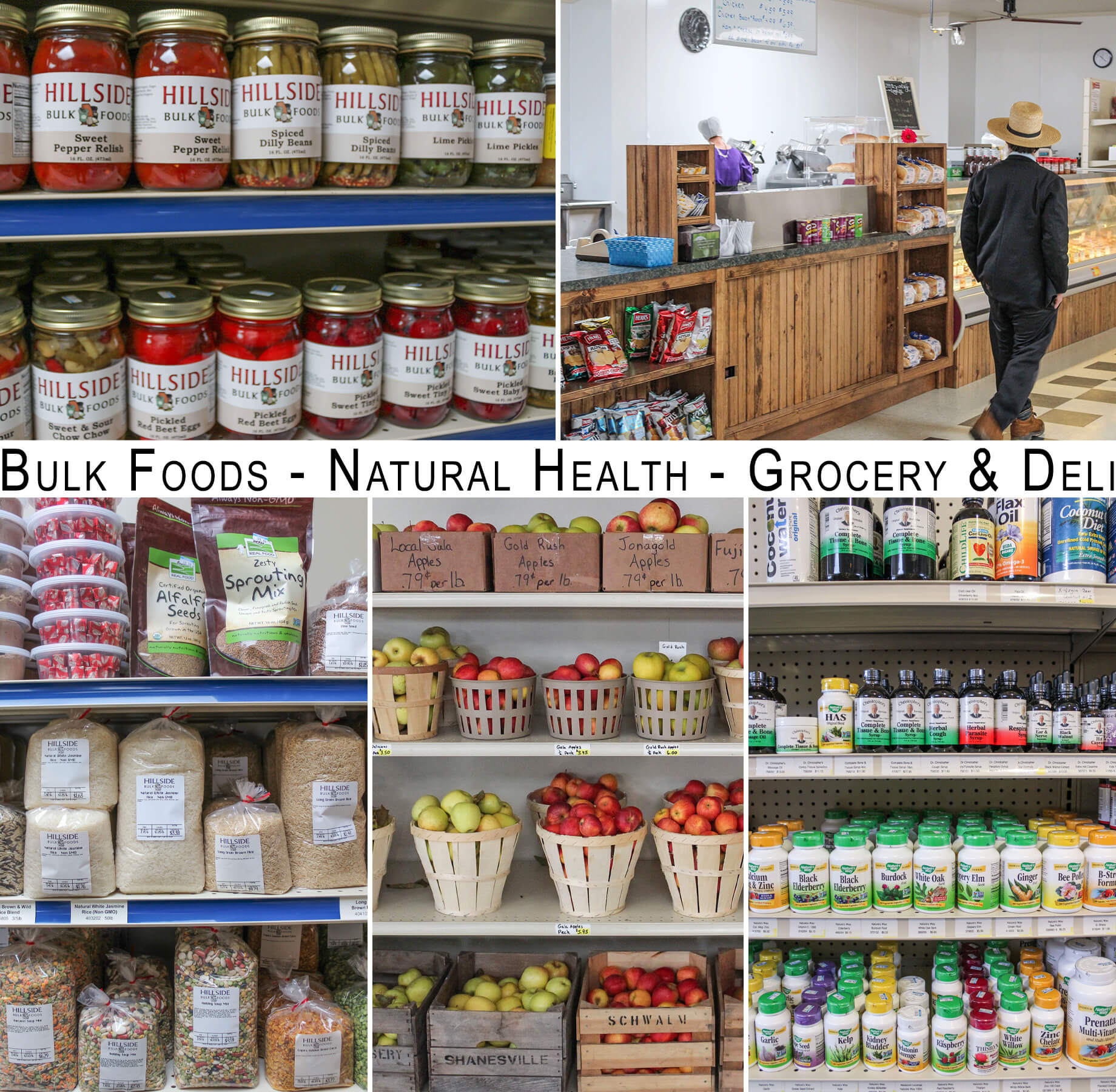 Collage of Hillside Bulk Foods' Products