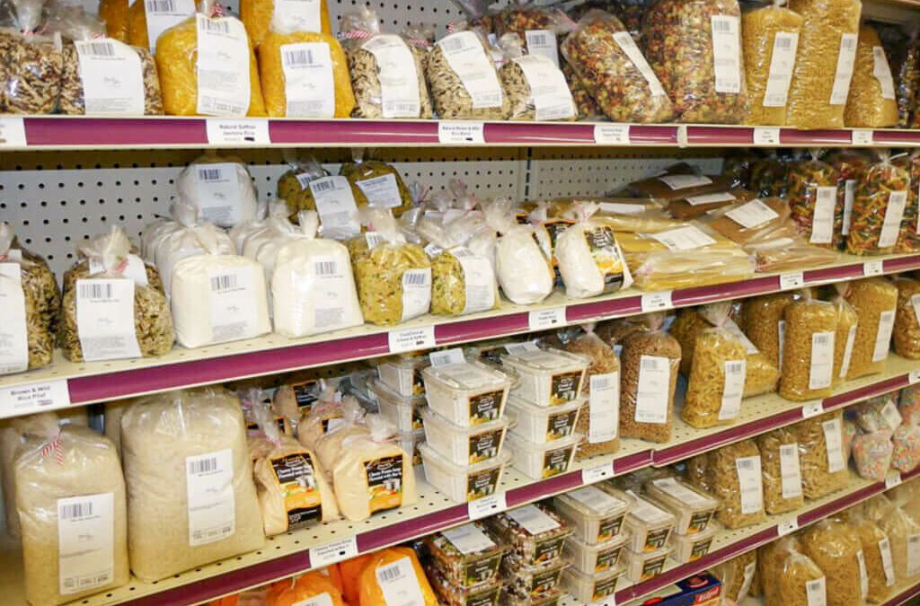 Willow Creek Discount Grocery Reinholds, Denver PA shelves of pasta and dry goods at grocery store