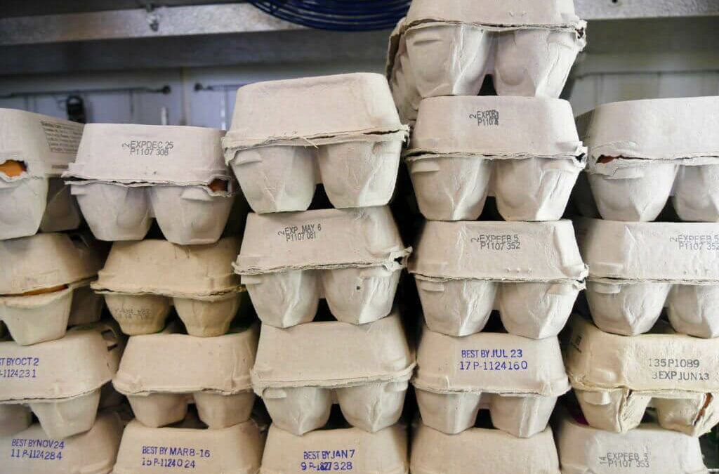 Wayside Produce East Earl PA A stack of egg cartons stacked on top of each other at a farm market