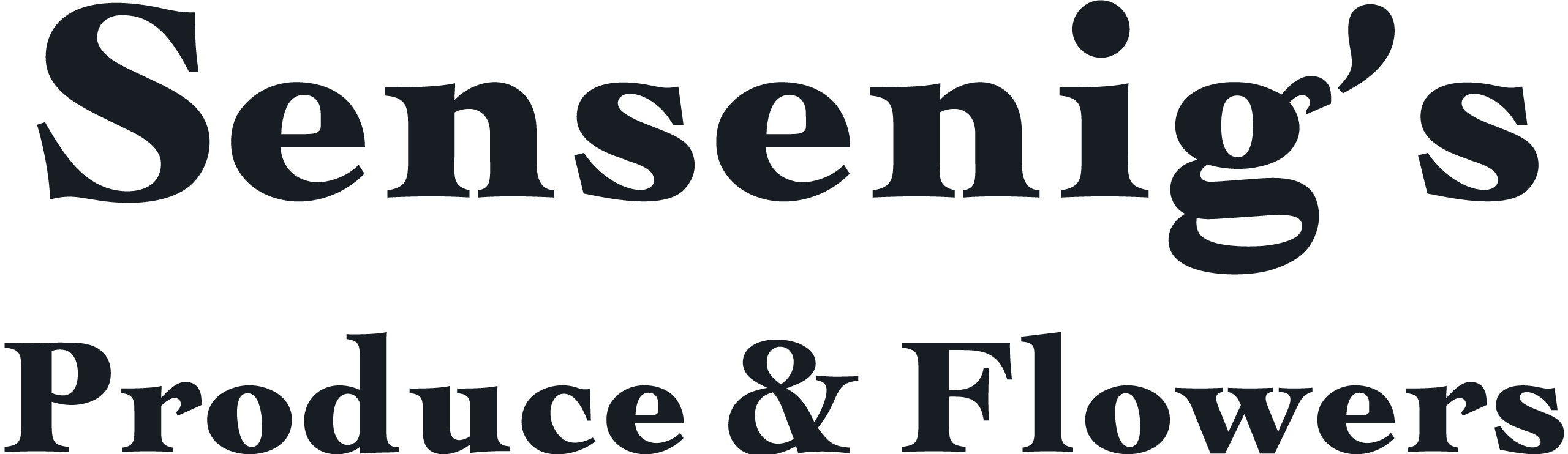 6.18.25 Sensenig Produce & Flowers Logo Black text logo that reads "Sensenig’s Produce & Flowers" on a transparent background.