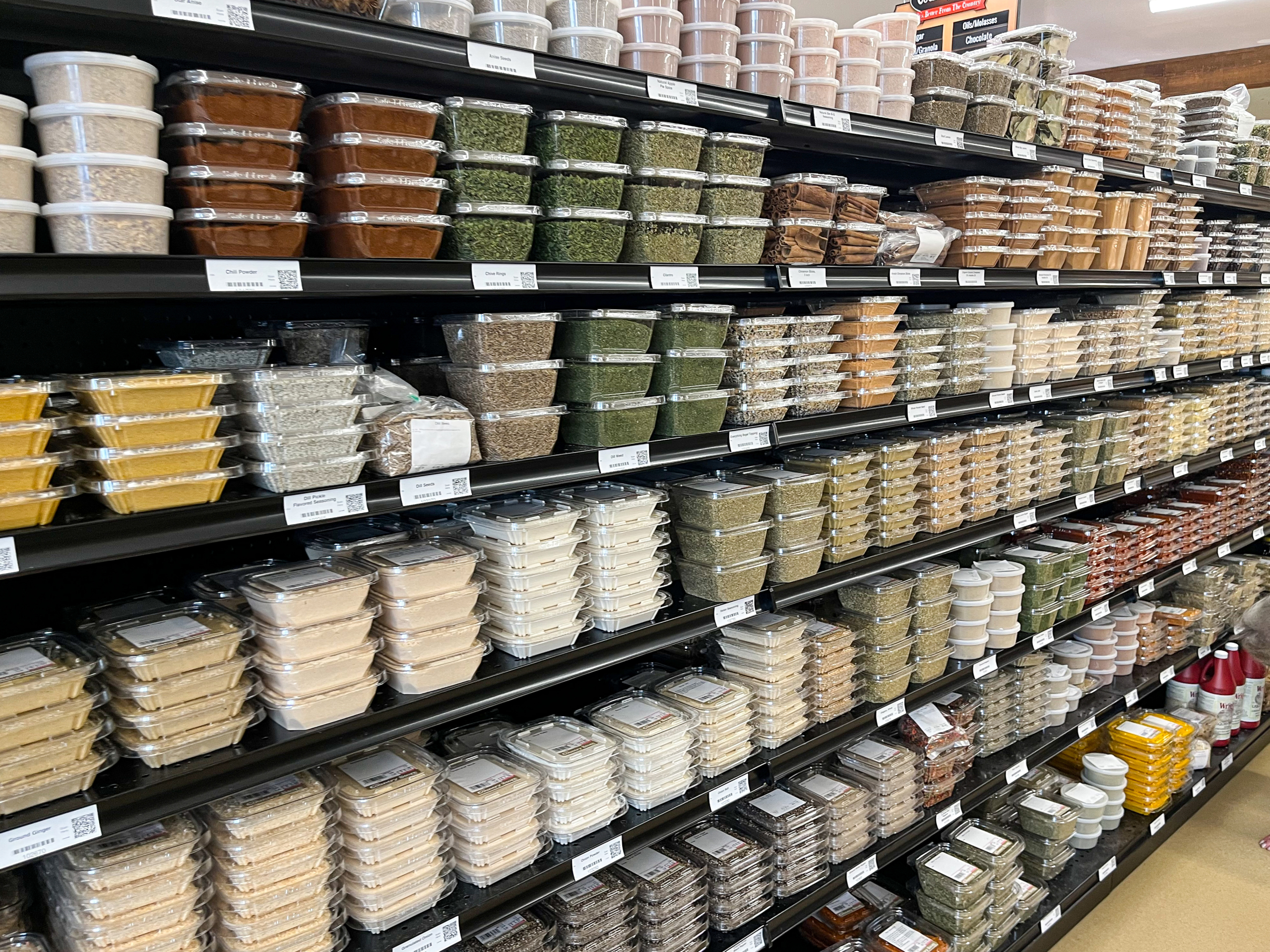 The Country Store Mount Joy PA A shelf with containers of food.