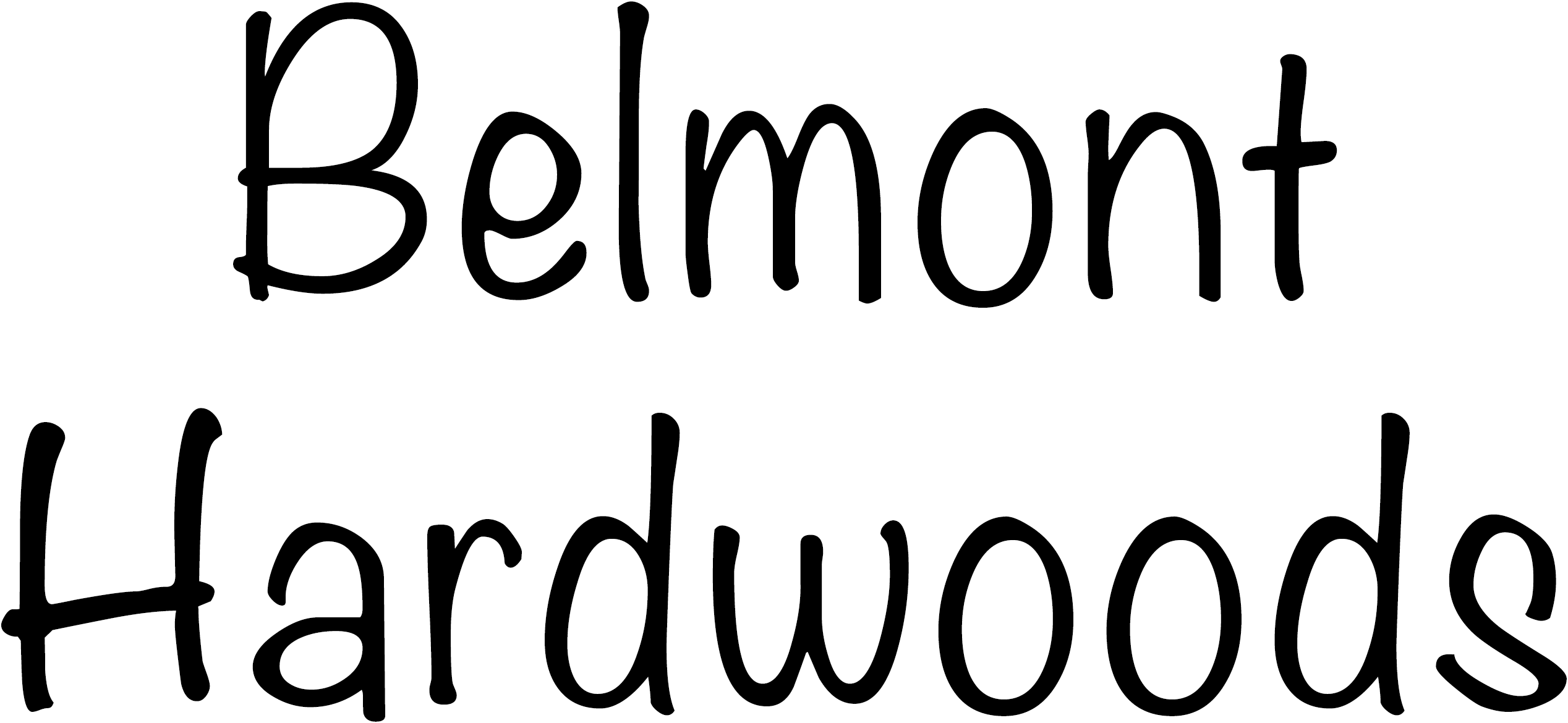 Black handwritten text reads "Belmont Hardwoods" on a light gray background.