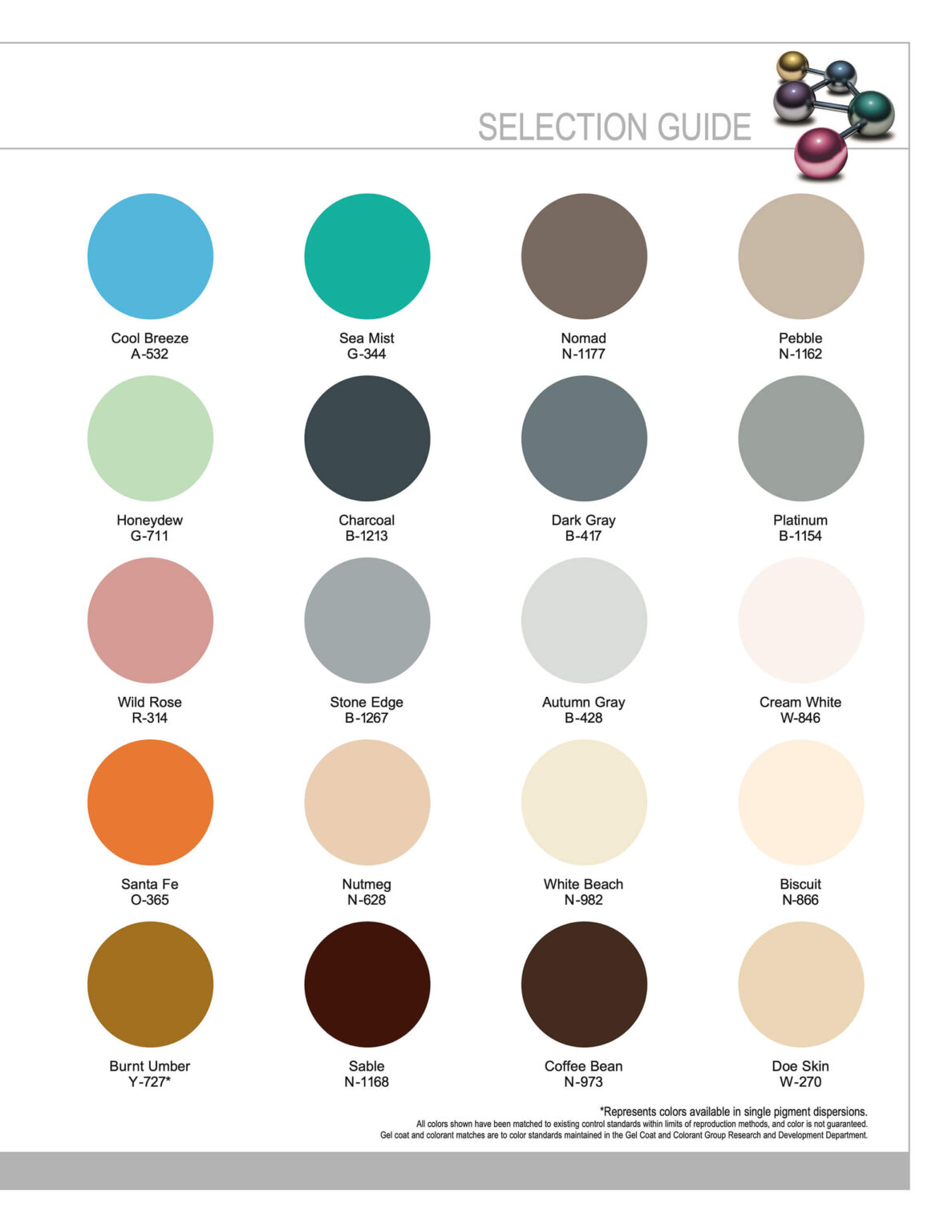 9.2.26 Esh Valley Construction Color Guide Page 2 A selection guide showing 20 color swatches in circles, each labeled with a name and code, arranged in a 4x5 grid on a white background.