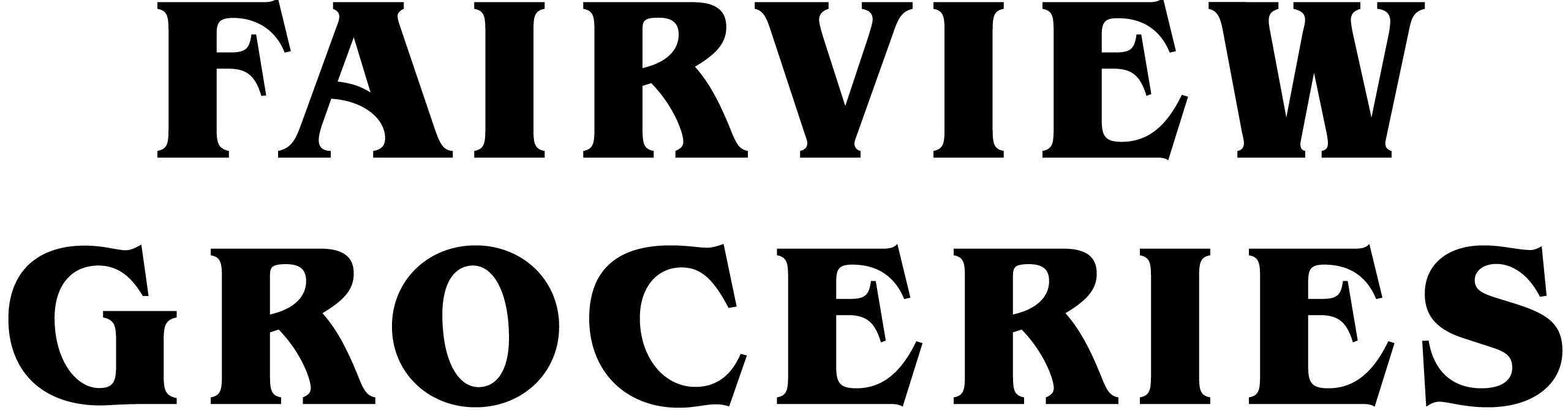 The words “FAIRVIEW GROCERIES” in black, serif font on a white background.